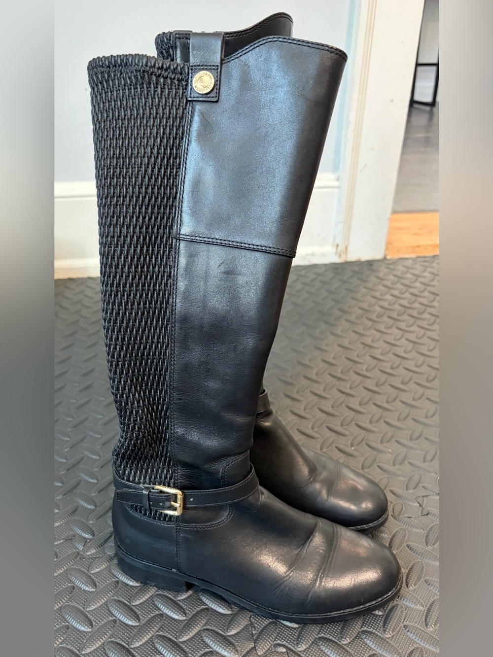 Cole Haan Galina Tall Leather Riding Boots Black